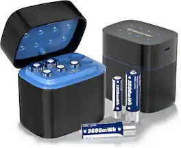 Maxfree - Rechargeable 4 AAA and 4 AA Batteries Lithium with Charger, 8-Pack 1.5V Long Lasting Triple A Double A Batteries