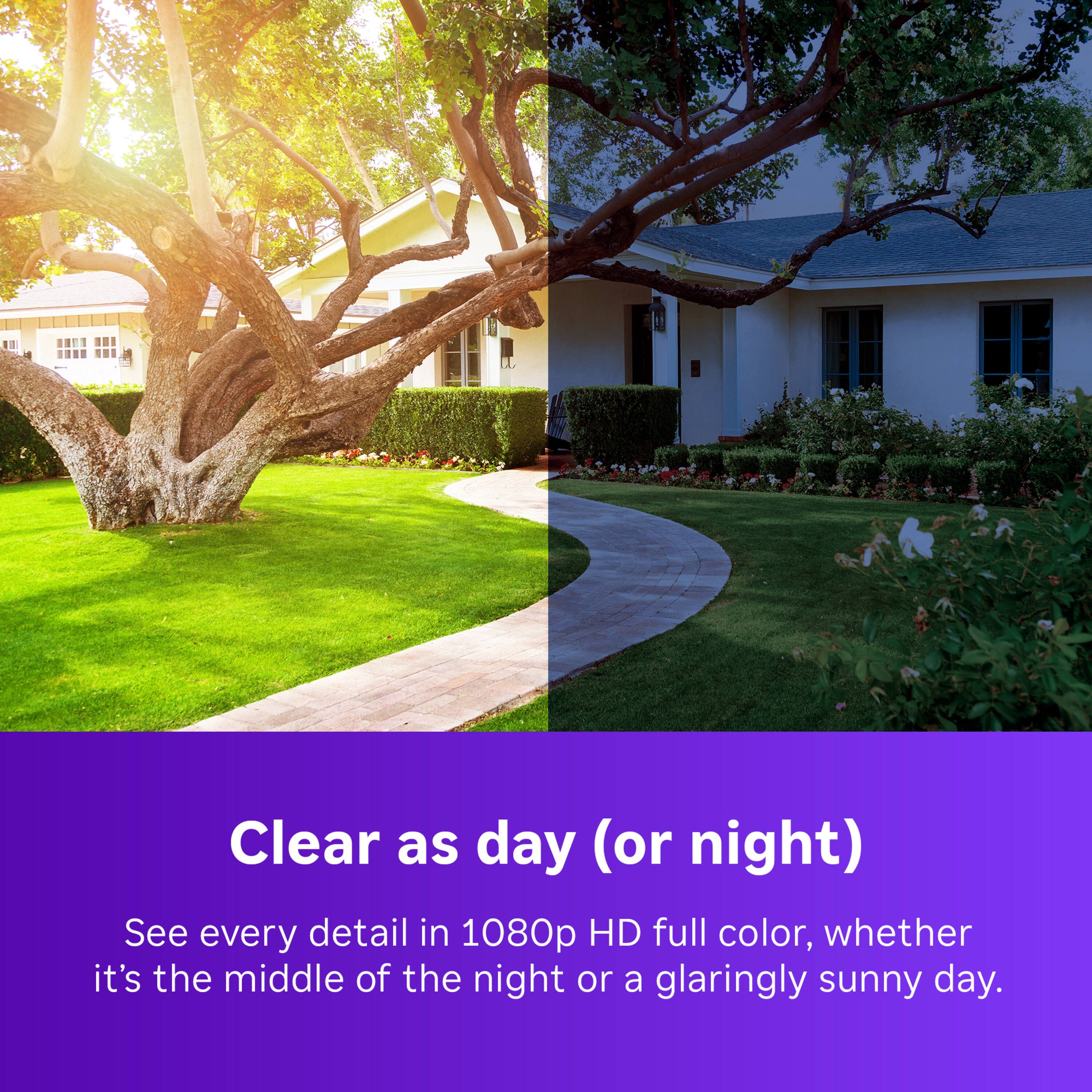 Clear as day (or night) See every detail in 1080p HD full color, whether it's the middle of the night or a glaringly sunny day.
