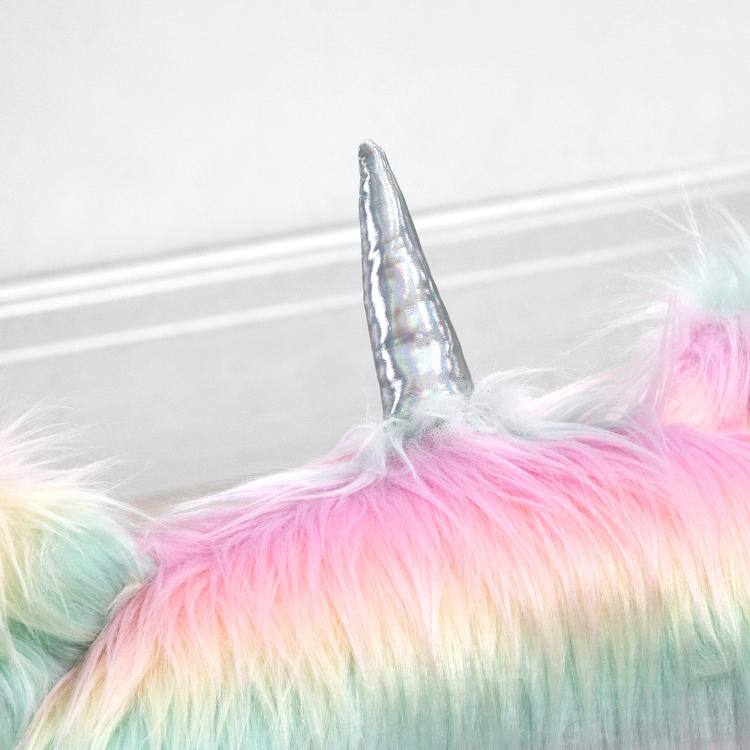 Alt View 7. PULUZ - Fluffy Unicorn Office Chair with Mid-Back and Armrest Support, 5 Star Swivel Wheel White Base - Rainbow.