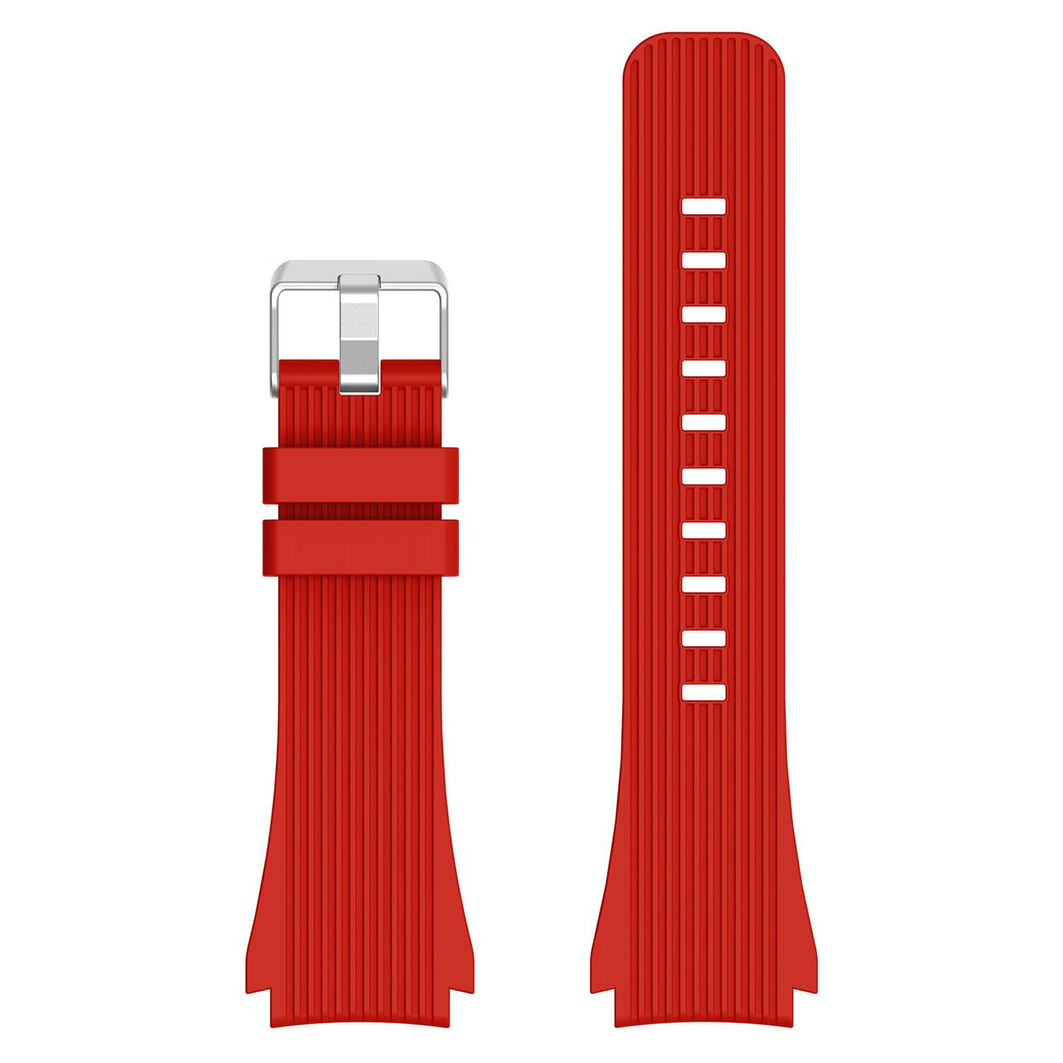 Left. StrapsCo - Active Band Silicone Rubber Watch Strap For Samsung Gear S3 - Red.