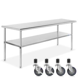 GRIDMANN - 72 x 24-in NSF Stainless Steel Prep Table with Casters - Silver