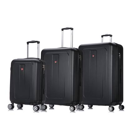 Front. DUKAP - Crypto Lightweight Hardside 3 Piece Luggage Set 20"/28"/32" - BLACK.