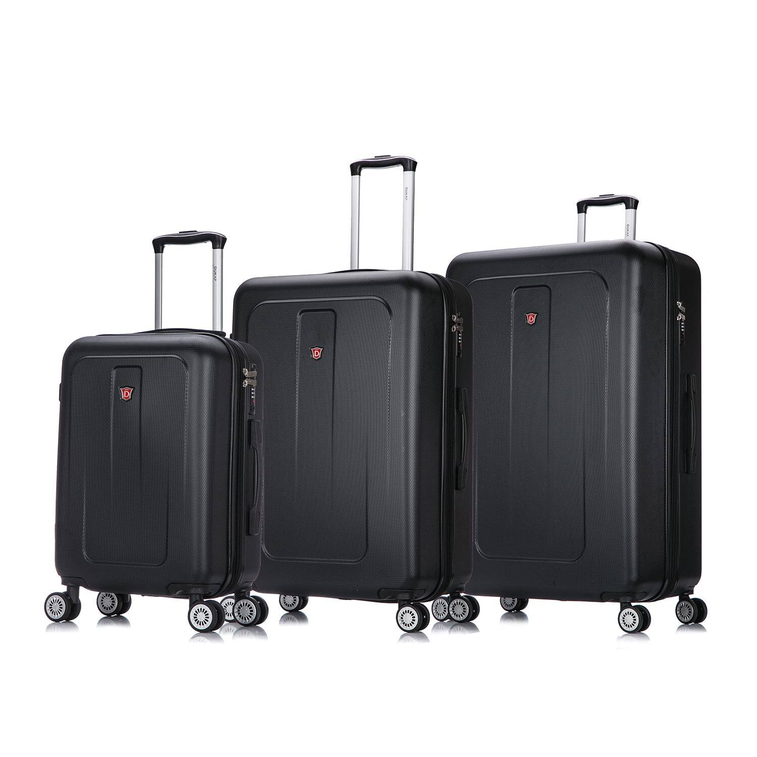 Front. DUKAP - Crypto Lightweight Hardside 3 Piece Luggage Set 20"/28"/32" - BLACK.