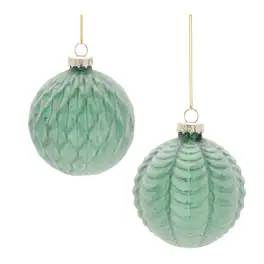BreeBe - Frosted Glass Ball Ornament (Set of 12) - Green