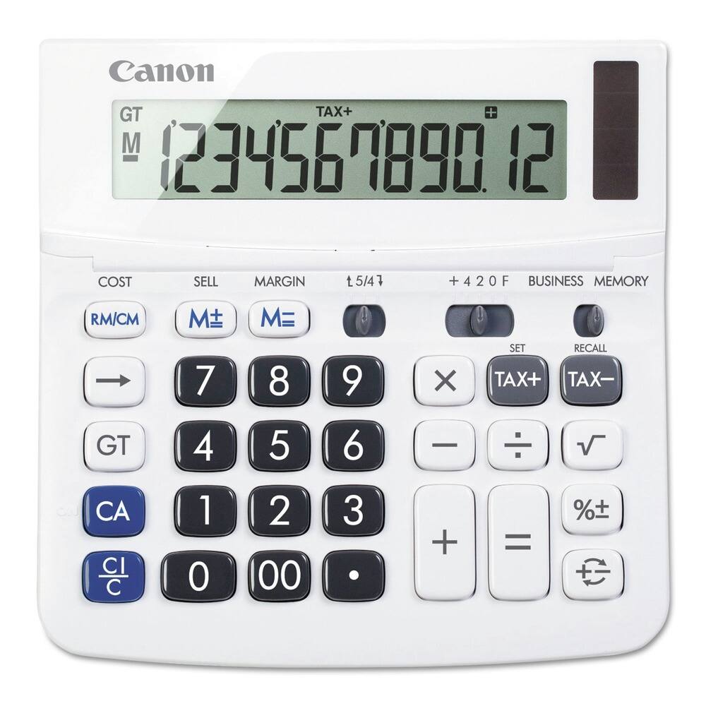 Canon - 0633C001 TX-220TSII 12-Digit LCD Portable Display Calculator - White