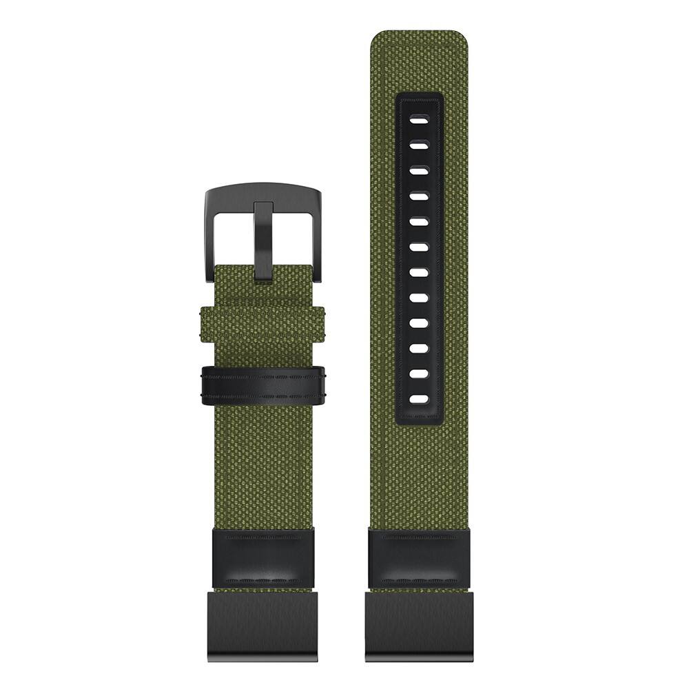 Left. StrapsCo - Rugged Canvas Band QuickFit 26 Watch Strap For Garmin Quatix 8 – 51mm - Green.