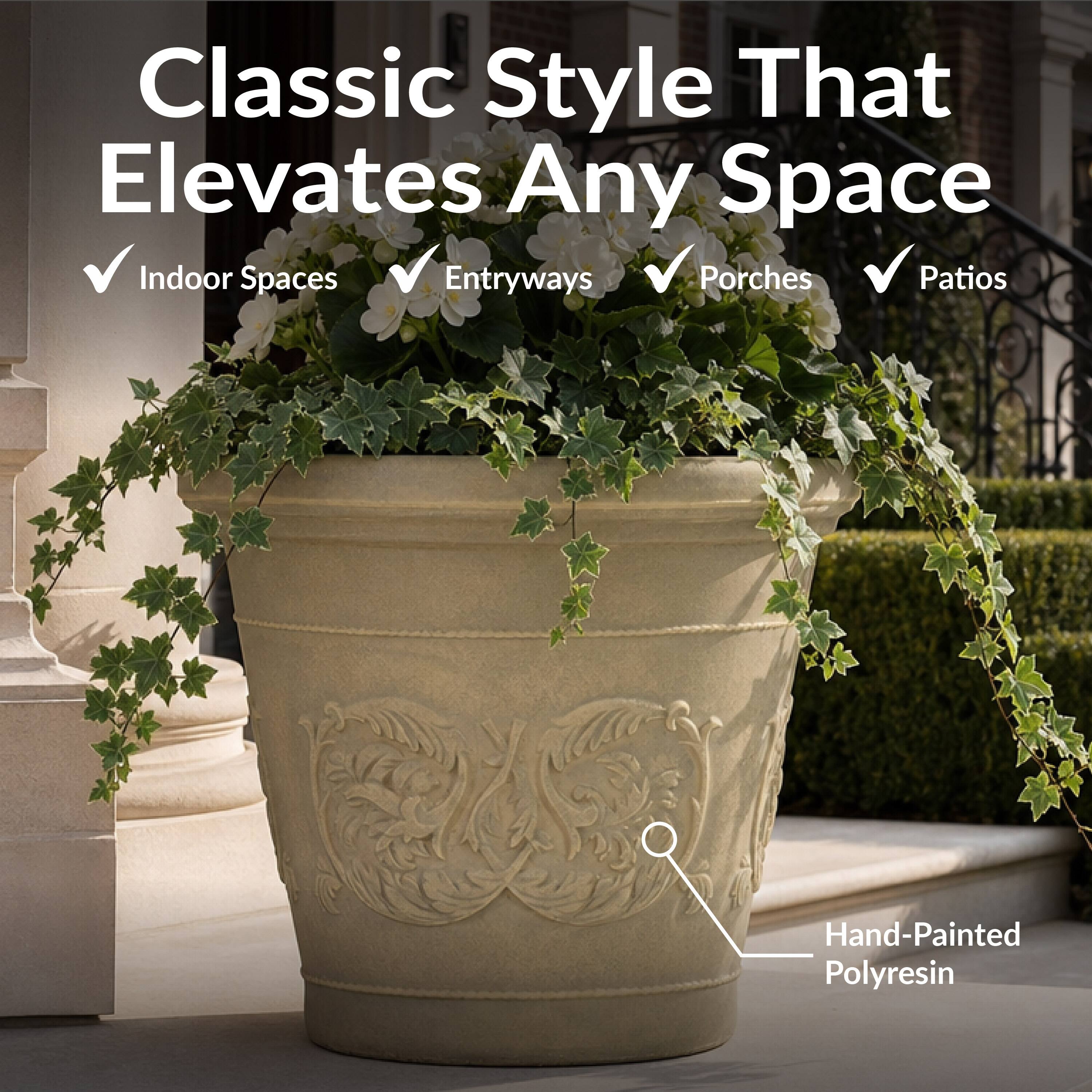 Classic Style That Elevates Any Space

- Indoor Spaces
- Entryways
- Porches
- Patios

Hand-Painted Polyresin