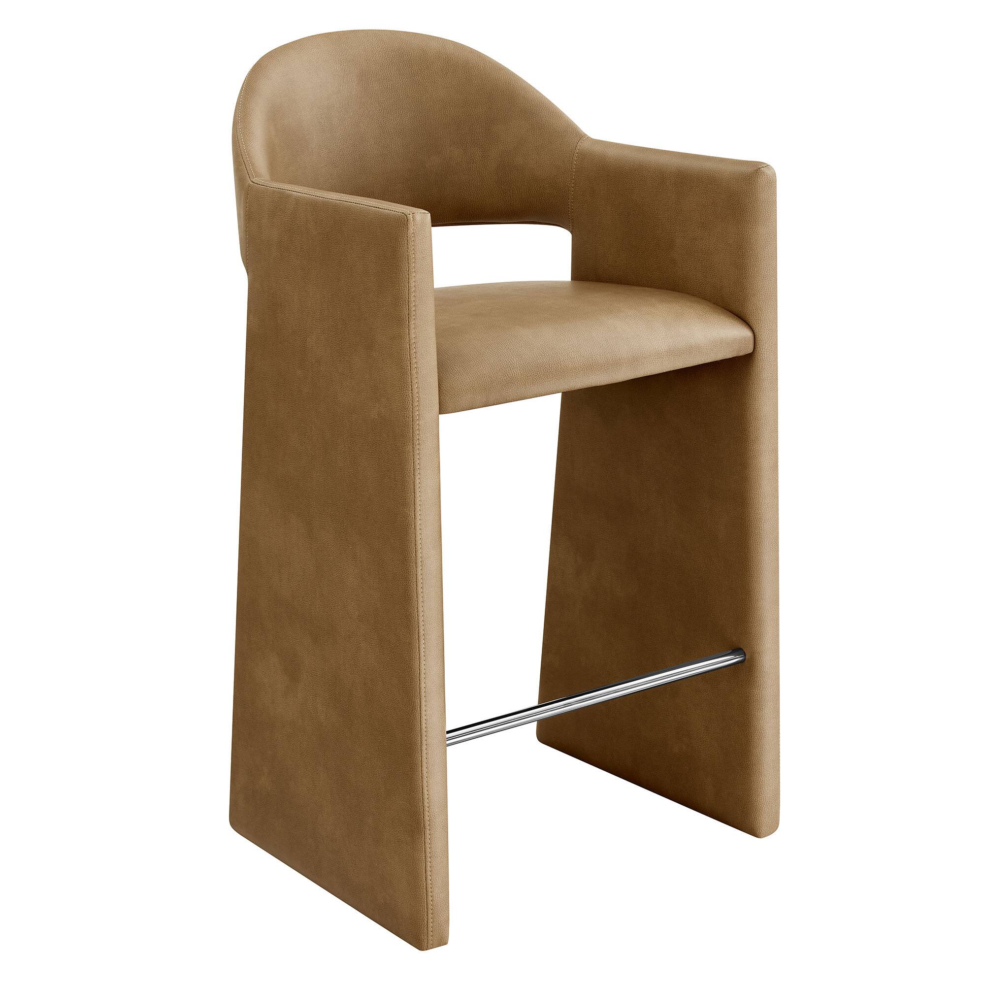 Angle. Modway - Talia 41 Inch Vegan Leather Bar Stool by Modway - Toast.