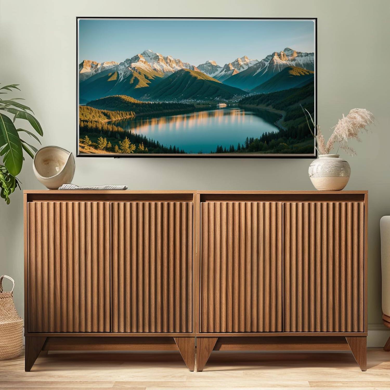 Alt View 1. Koligey - 32" Tall 2 - Door Accent Cabinet With Adjustable Shelf - light walnut.