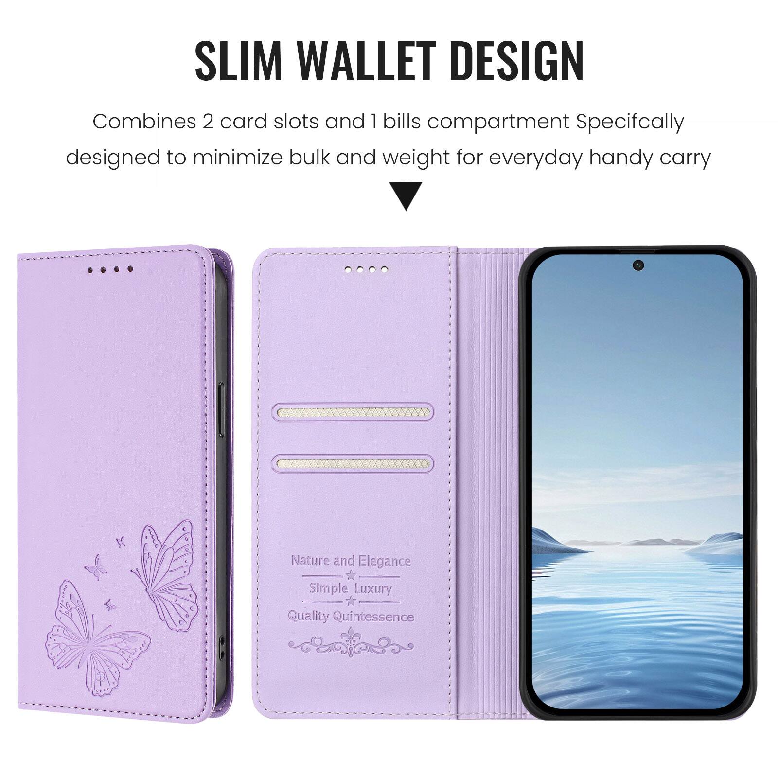 SLIM WALLET DESIGN  
Combines 2 card slots and 1 bills compartment  
Specifically designed to minimize bulk and weight for everyday handy carry  

Nature and Elegance  
Simple Luxury  
Quality Quintessence