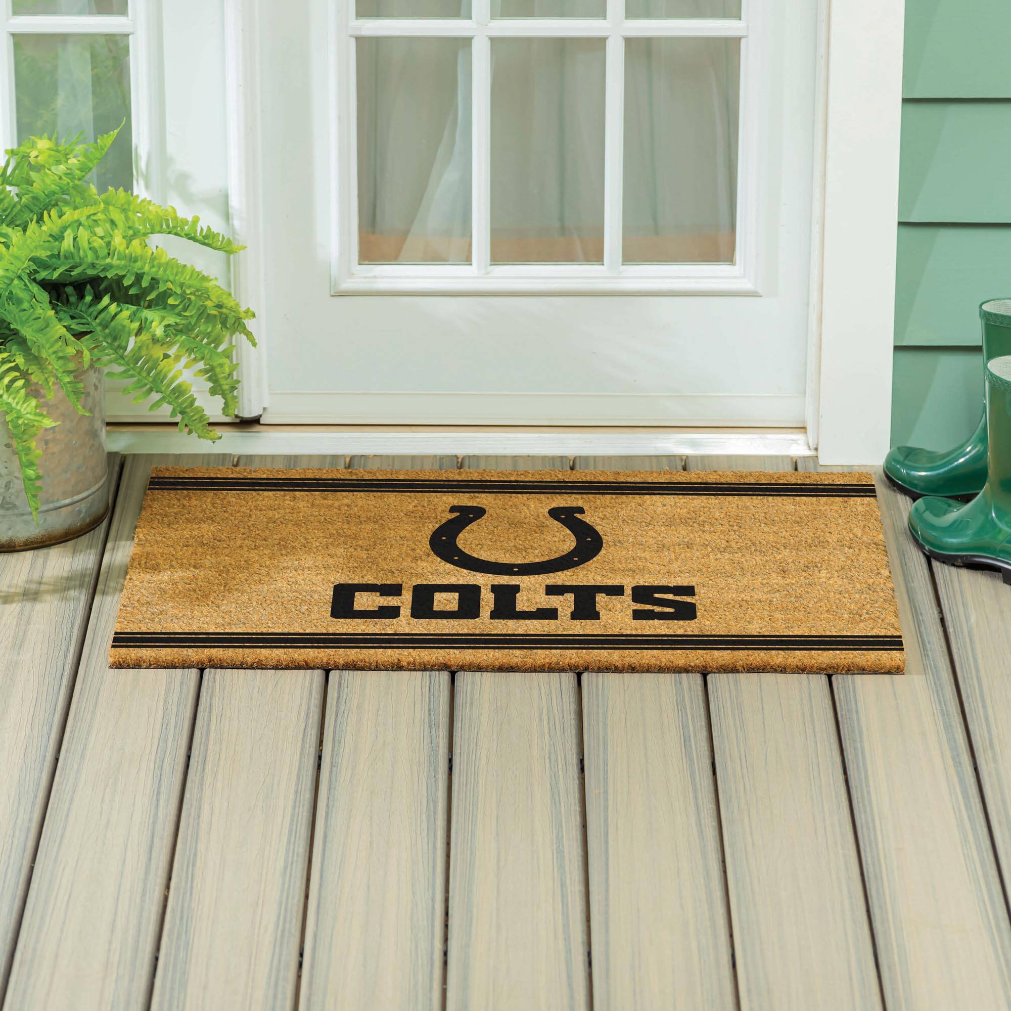 Alt View 3. Evergreen Enterprises - Indianapolis Colts 24" x 36" Outdoor Monochrome Team Logo Coir Mat - Brown.