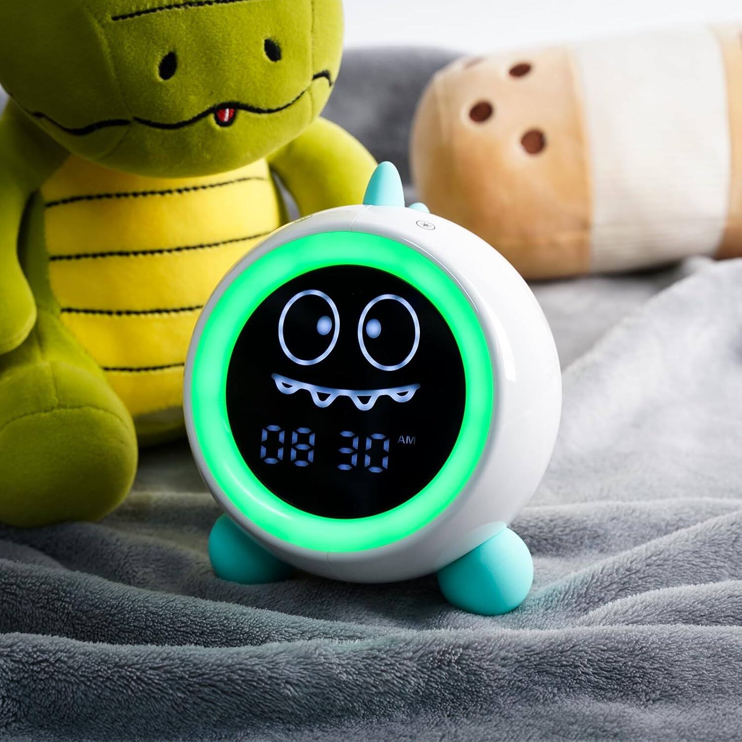 Alt View 1. FINEAK - Kids Alarm Clock Toddler Sleep Training Clock with Night Lights - Green.