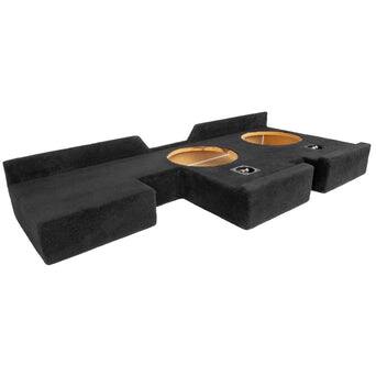 Angle. NVX - 2007-2017 Toyota Tundra Double Cab - Custom-Fit Empty Dual 12" Sealed Subwoofer Enclosure - Black.