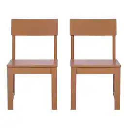 WestinTrends - Paloma Modern HDPE Outdoor Armless Patio Dining Chairs (Set of 2) - Teak