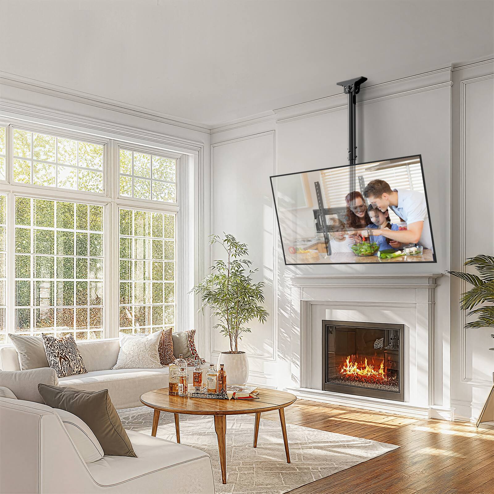 Alt View 4. Perlesmith - 32"–65" Ceiling TV Mount Up to 110lbs, VESA 100x100 to 400x400mm, PSCM3B-US - Black.