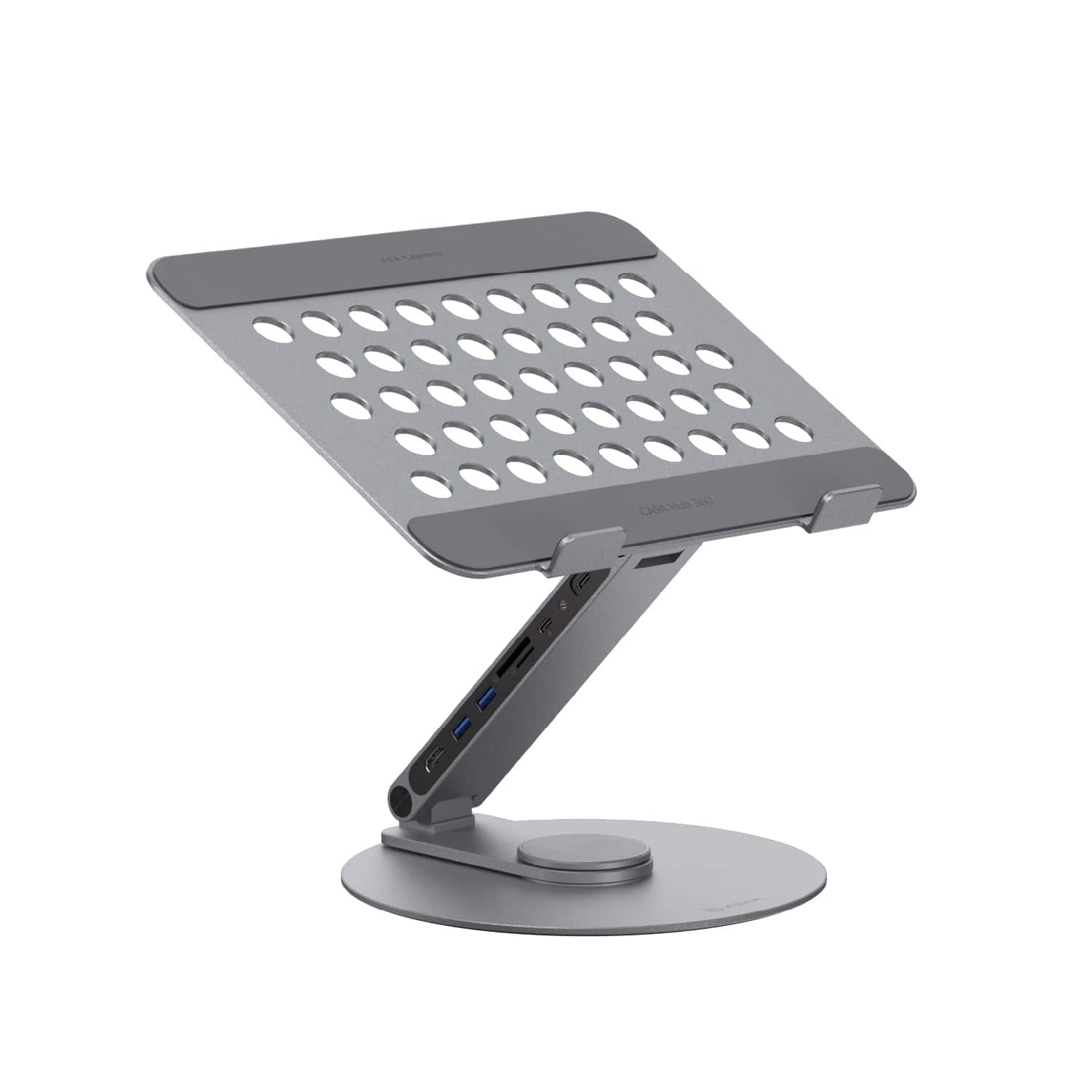 HongFei - HUB 360 8-in-1 USB-C Docking Station, 360° Rotating Laptop Stand with 4K HDMI, 100W PD, USB 3.2, SD/TF Card Reader - Gray