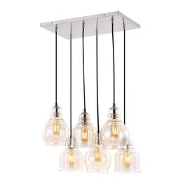 Jonathan Y - Sydney 18.88" 6-Light Bohemian Farmhouse Iron/Glass Cluster LED Pendant, /Champagne - Nickel