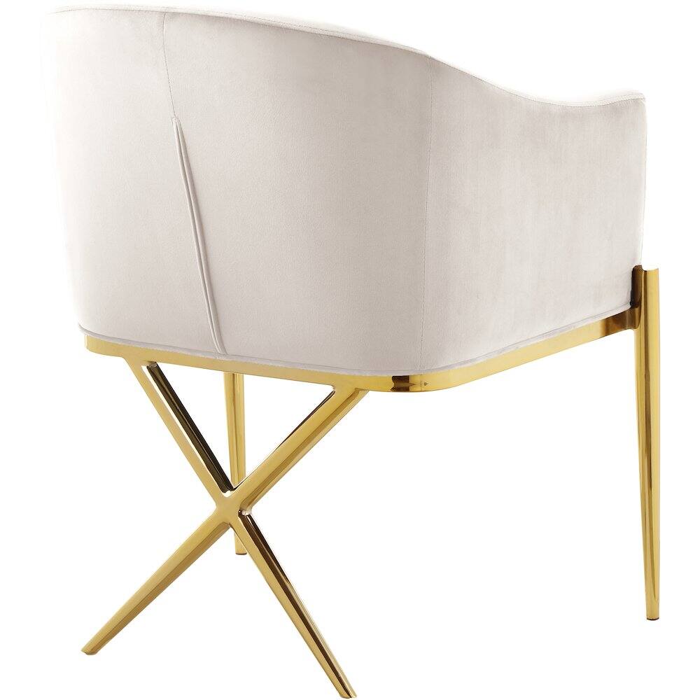 Alt View 1. Meridian Furniture - Xavier Cream Velvet Dining Chair - Beige.