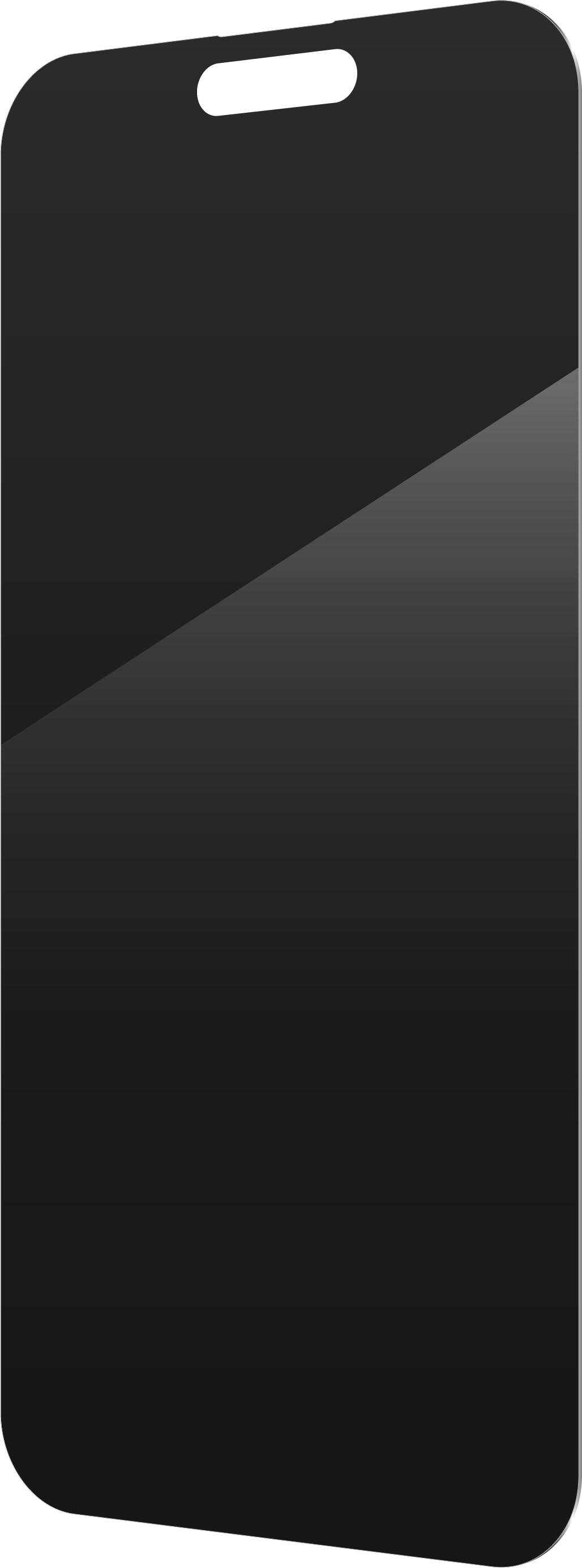 Left. ZAGG - Glass Elite Privacy Screen Protector for Apple iPhone 16 Plus, iPhone 15 Plus - Tinted.