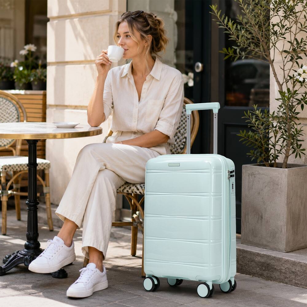 Alt View 9. Ropilly - Ropilly 3 Piece Luggage Set Mint Green Hard Case Luggage Polypropylene Travel Trunk Set with Spinner Wheels - Mint Green.