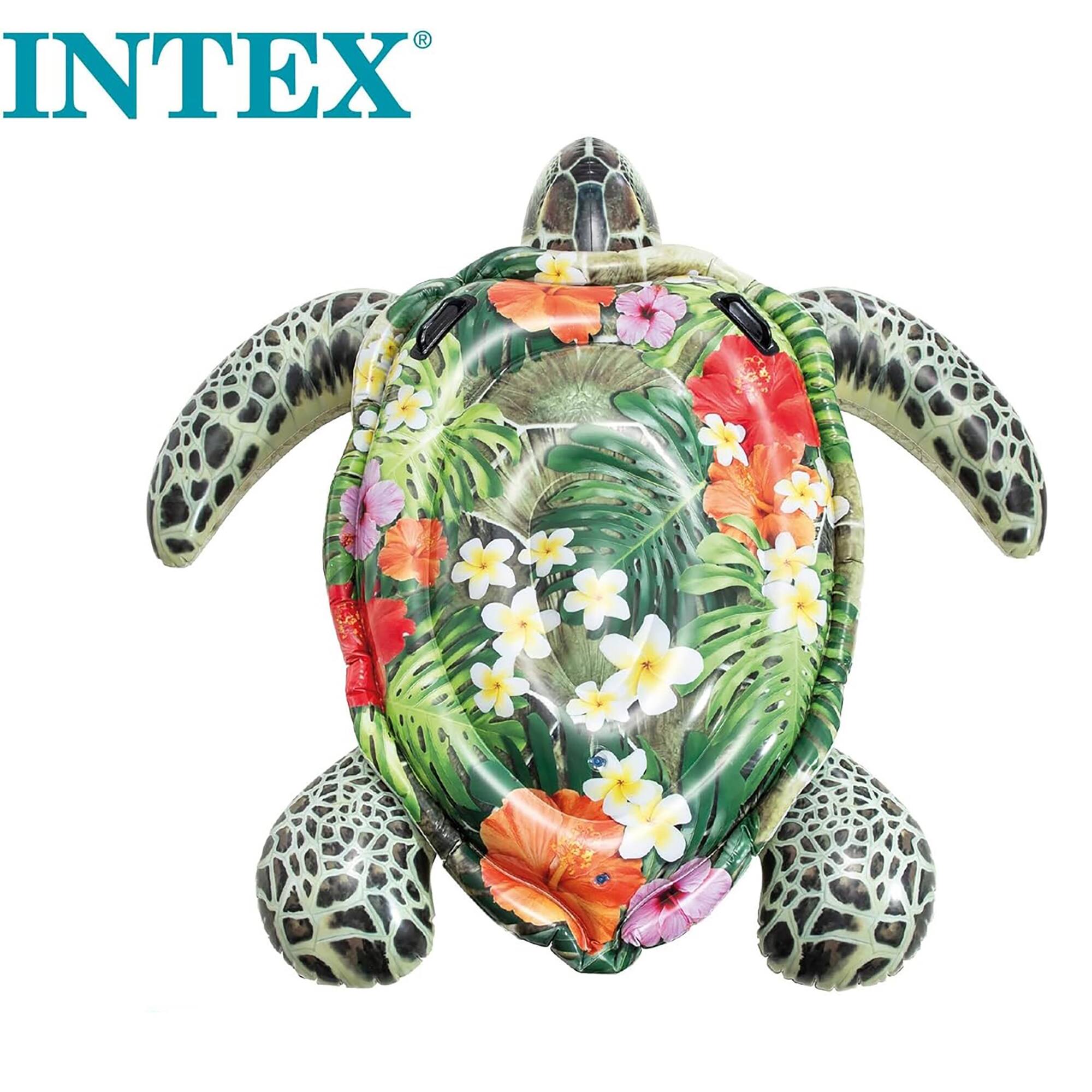 Alt View 3. Intex - Realistic SeaTurtle 75 x 67" Inflatable Water Float, Kids Ages 3+.