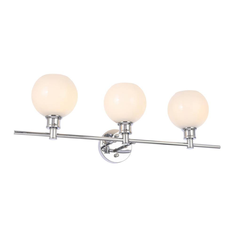 Alt View 8. Living District - Collier 3 light Chrome and Frosted white glass Wall sconce - Chrome And Frosted White Glass.