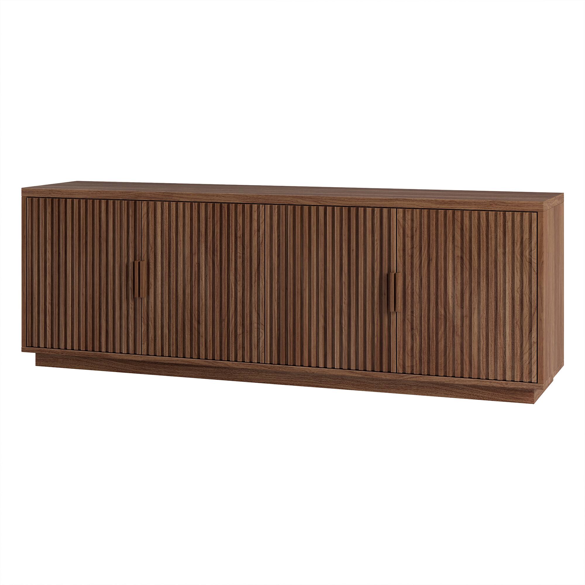 Left. Hudson&Canal - Mero Rectangular Fluted TV Stand for TV's up to 75" in Satin Walnut - Satin Walnut.