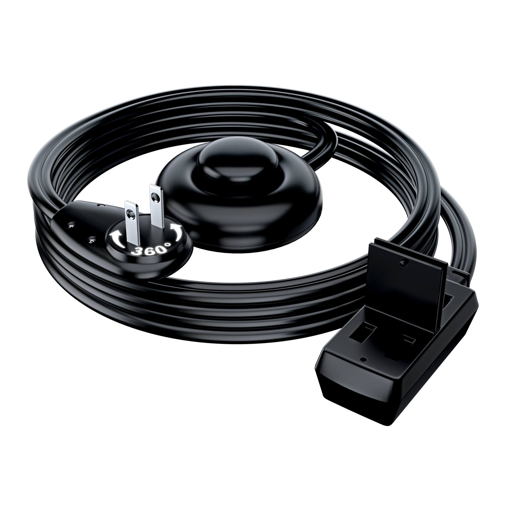 Front. Maximm - 6ft 360° Rotating Flat Plug Extension Cord with on and Off Switch, 2 Prong, 3 Outlets - Black.