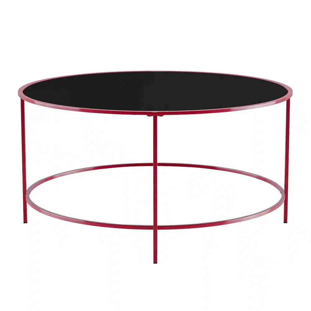 Alt View 1. Furniture of America - Rockbel Contemporary Glass Top Round Coffee Table - Red.