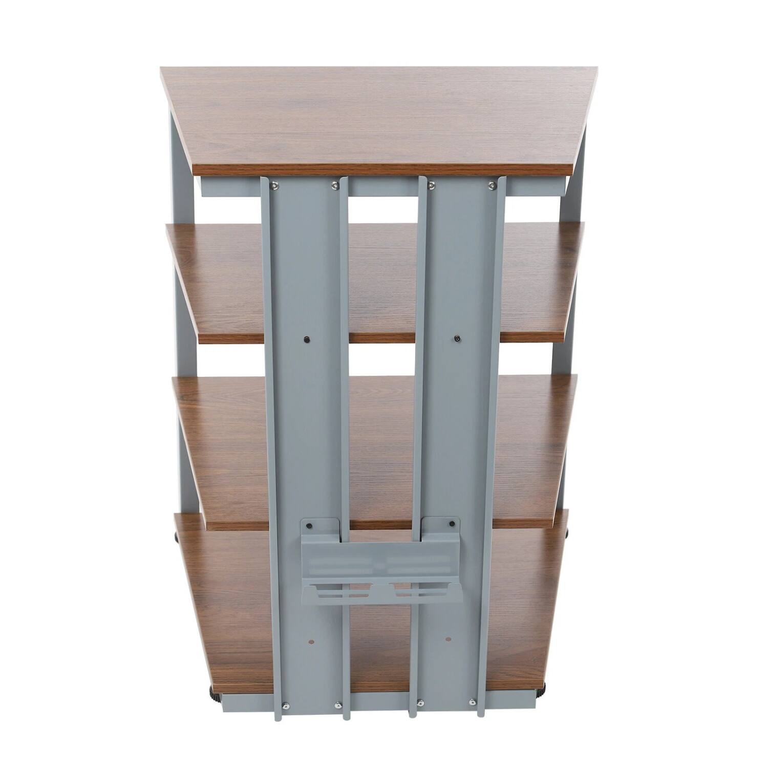 Back. Stock Preferred - 4-Tier 78cm AV Media Stand with Storage Shelves - Gray, Brown.
