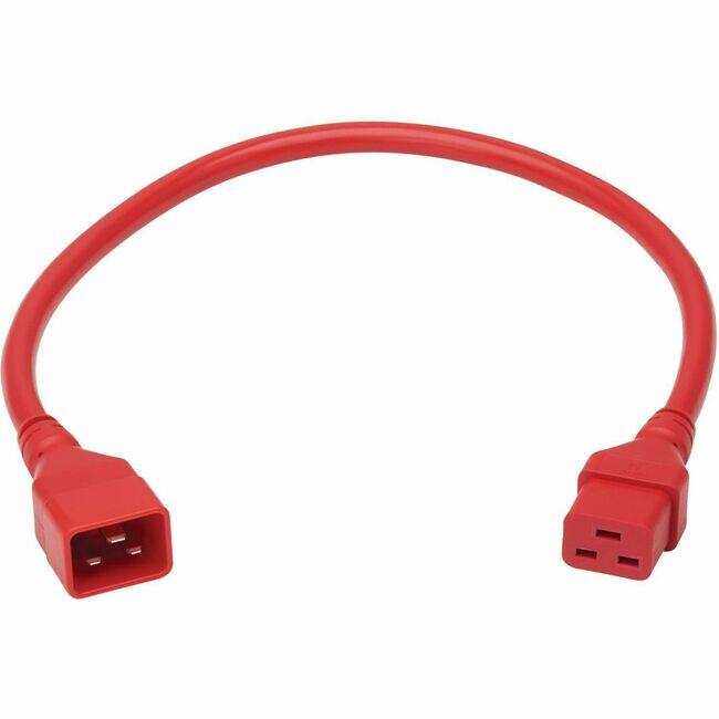 Front. Tripp Lite - Eaton Tripp Lite Series Power Extension Cord, C20 to C19 - Heavy-Duty, 20A, 250V, 12 AWG, 2 ft. (0.6 m), Red - For - Red.