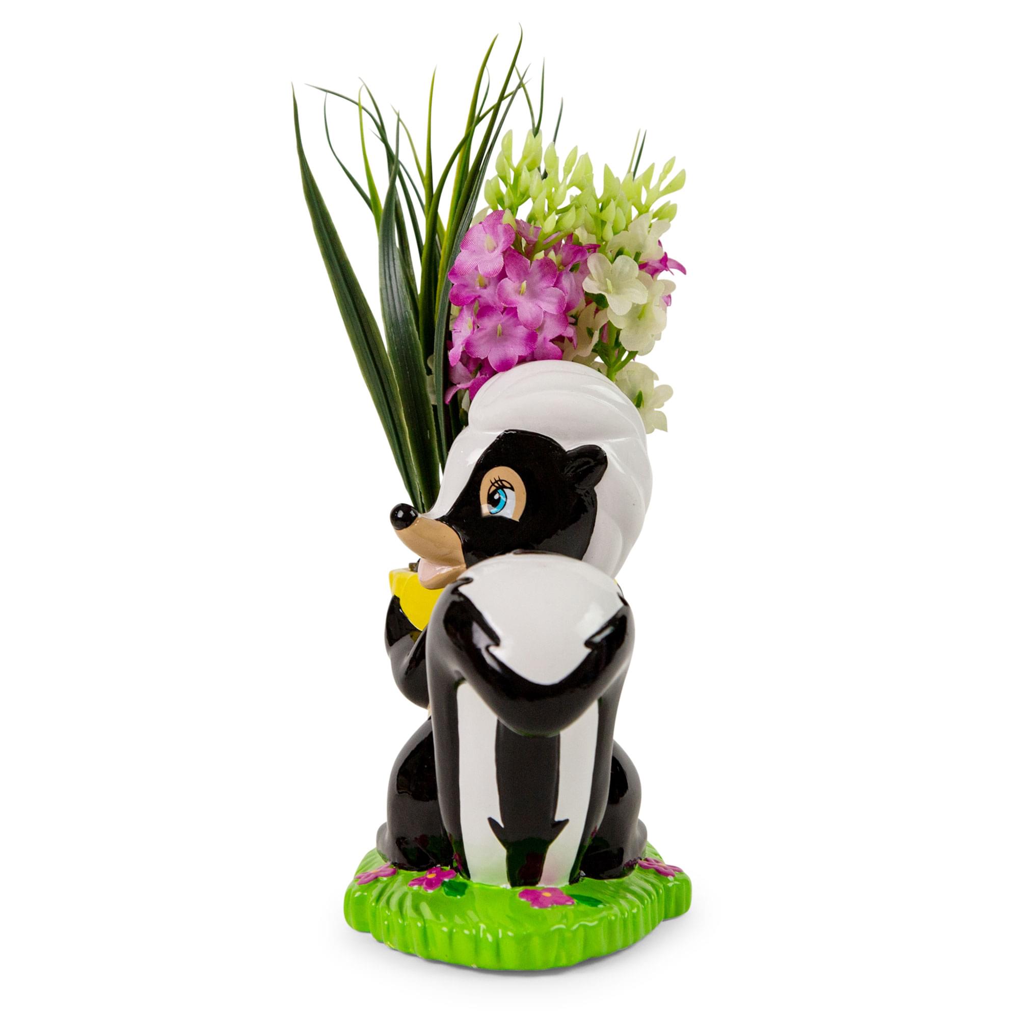 Alt View 1. Disney - Disney Bambi Flower Skunk 6-Inch Ceramic Planter With Artificial Succulent - Black.