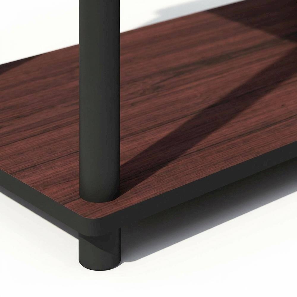 Alt View 2. FurniFact - Engineered Wood Bookcase with Open Shelving for Home Office or Living Room - Dark Cherry/Black.