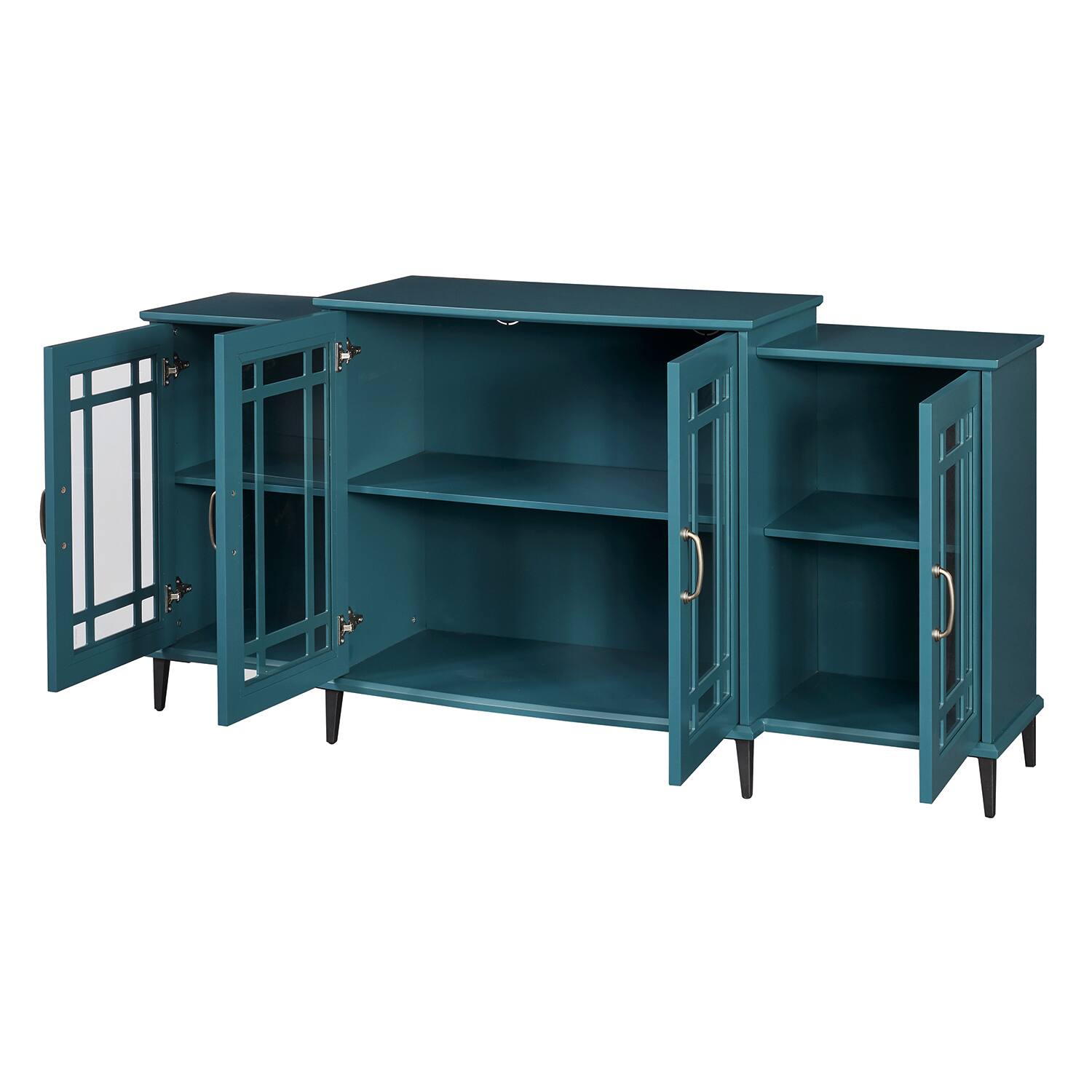 Back. Spaco - Spaco 62" TV Stand, Buffet Sideboard Cabinet, for Living Room - Teal Blue.