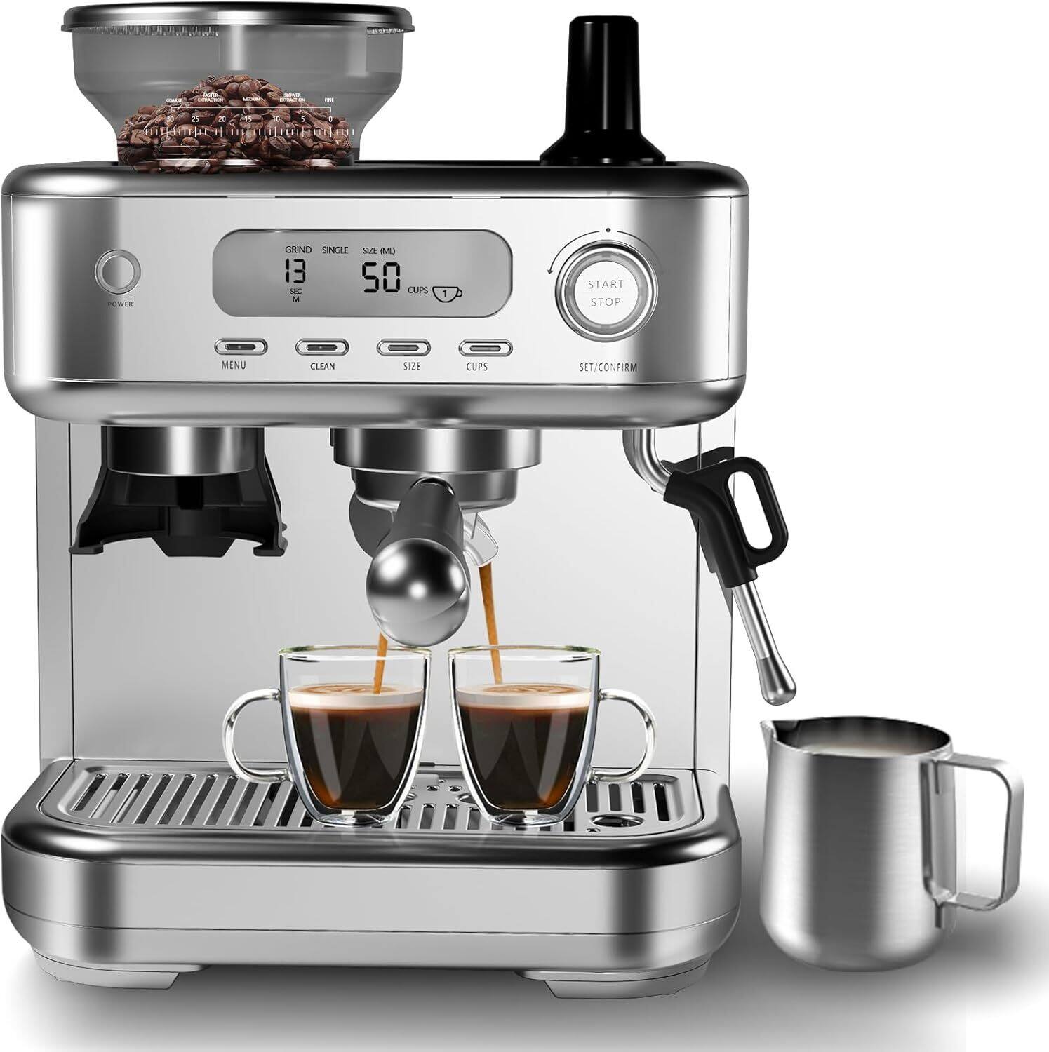 - KIND UNGIE ST MU 13 50 - CLPS M 1 START STOP MENU CLEAN SIZE CUPS SET/CONFIRM
- GRIND SINGLE SIZE (OZ) 13 50 CUPS
- POWER
- MENU CLEAN SIZE CUPS
- START STOP
- SET/CONFIRM