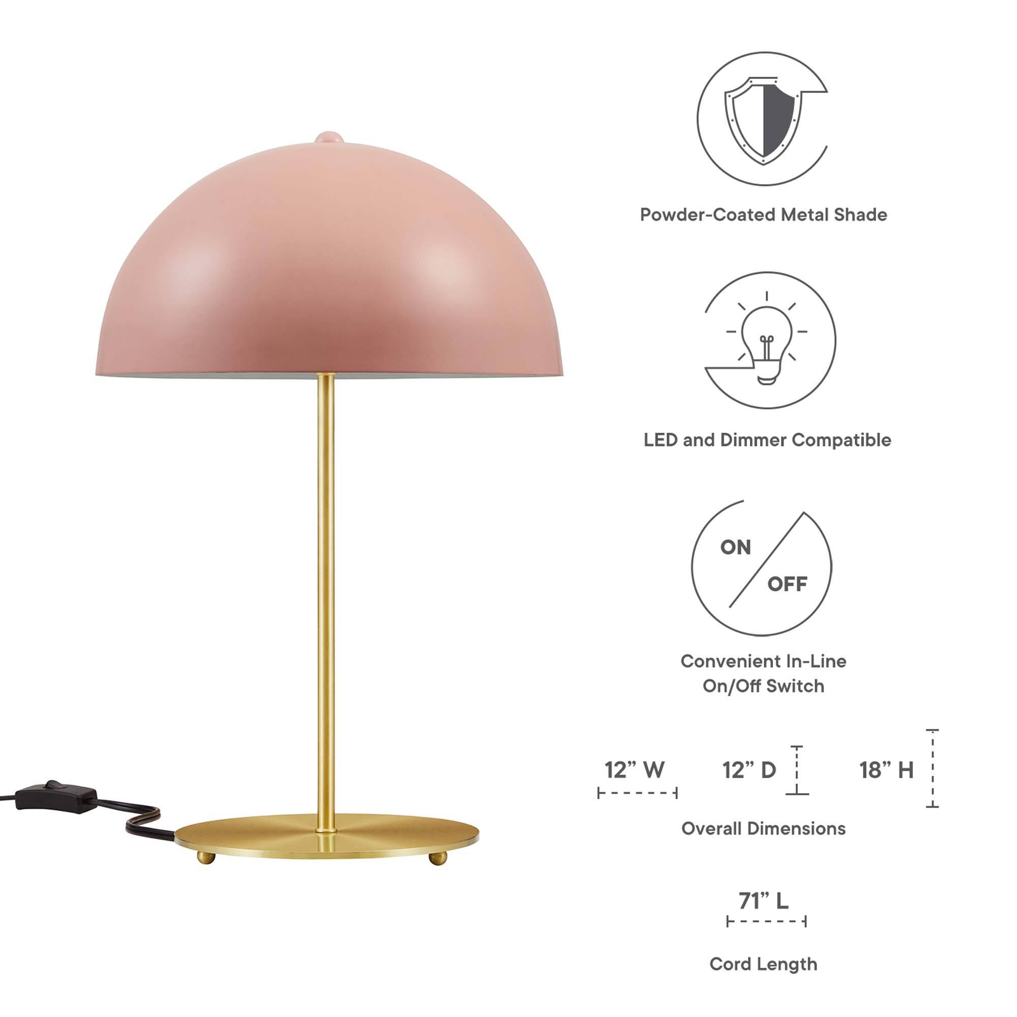Powder-Coated Metal Shade  
LED and Dimmer Compatible  
Convenient In-Line On/Off Switch  

Overall Dimensions:  
12" W x 12" D x 18" H  

Cord Length: 71" L