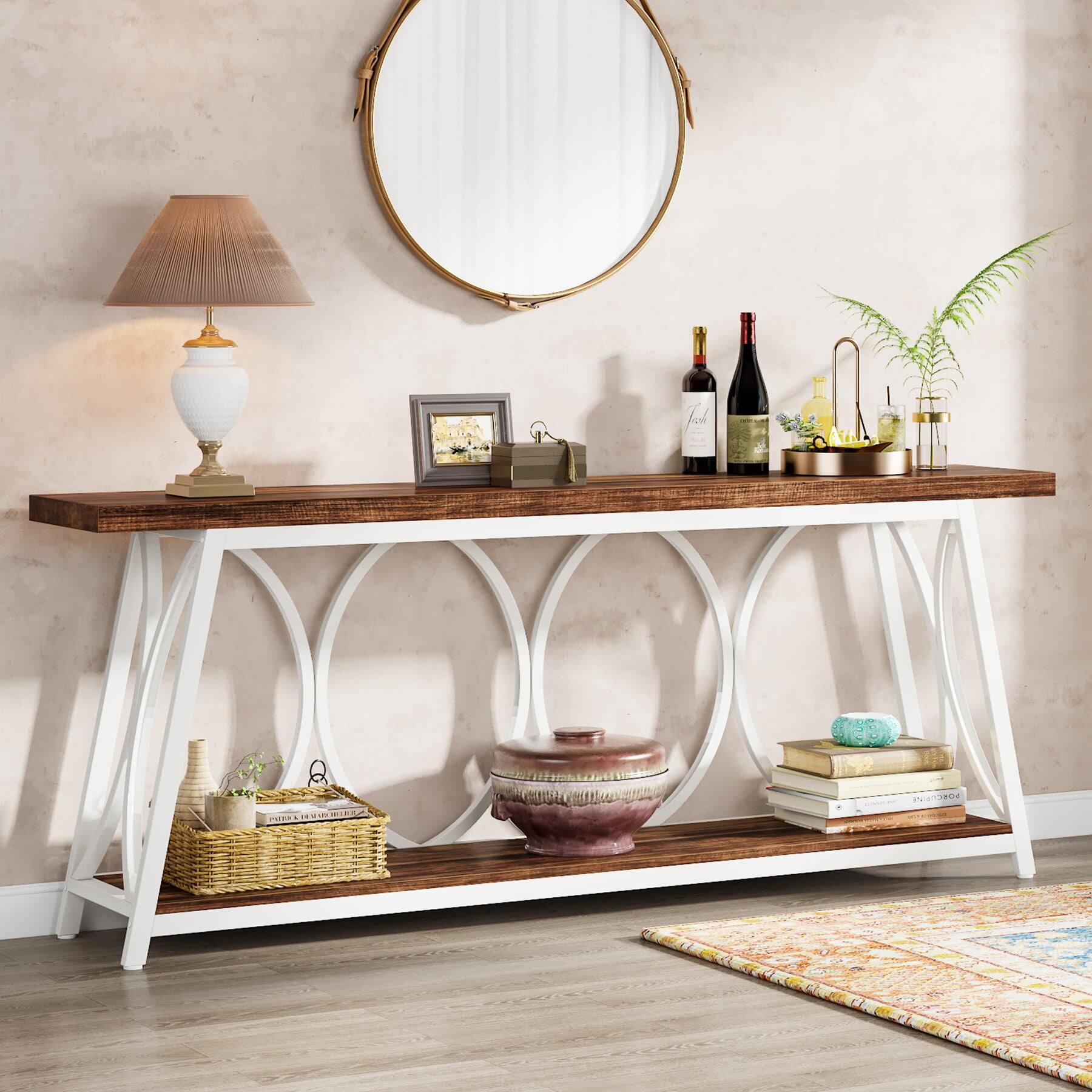 Tribesigns Industrial Console Table with Engineered Wood Construction ...