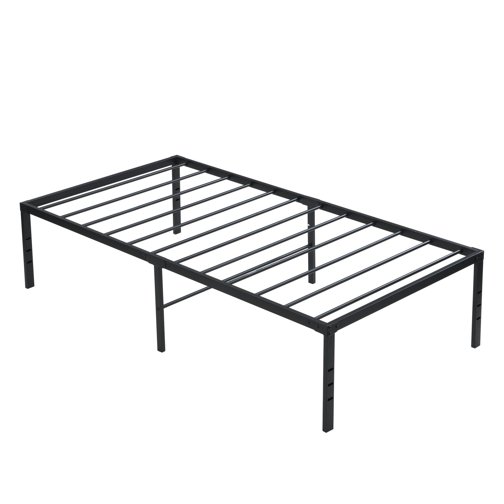 Back. GOODSILO - Heavy Duty Twin Size Metal Bed Frame with Quick Assembly and Under Bed Storage Space - Black.