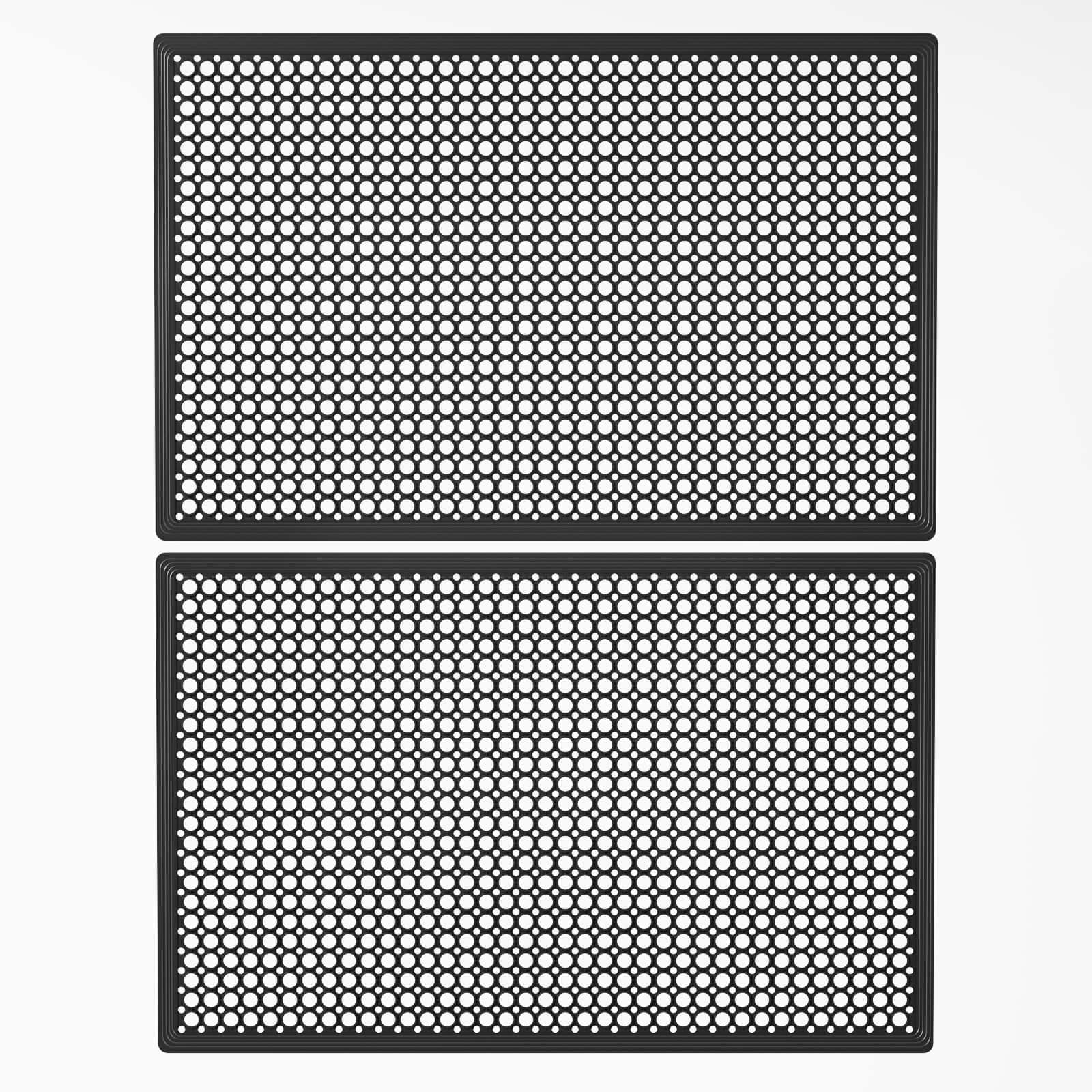 Winado - 2pcs Floor Mat Non-slip Rubber Door Holes Drainage Restaurant Kitchen 35 x 23" - Black