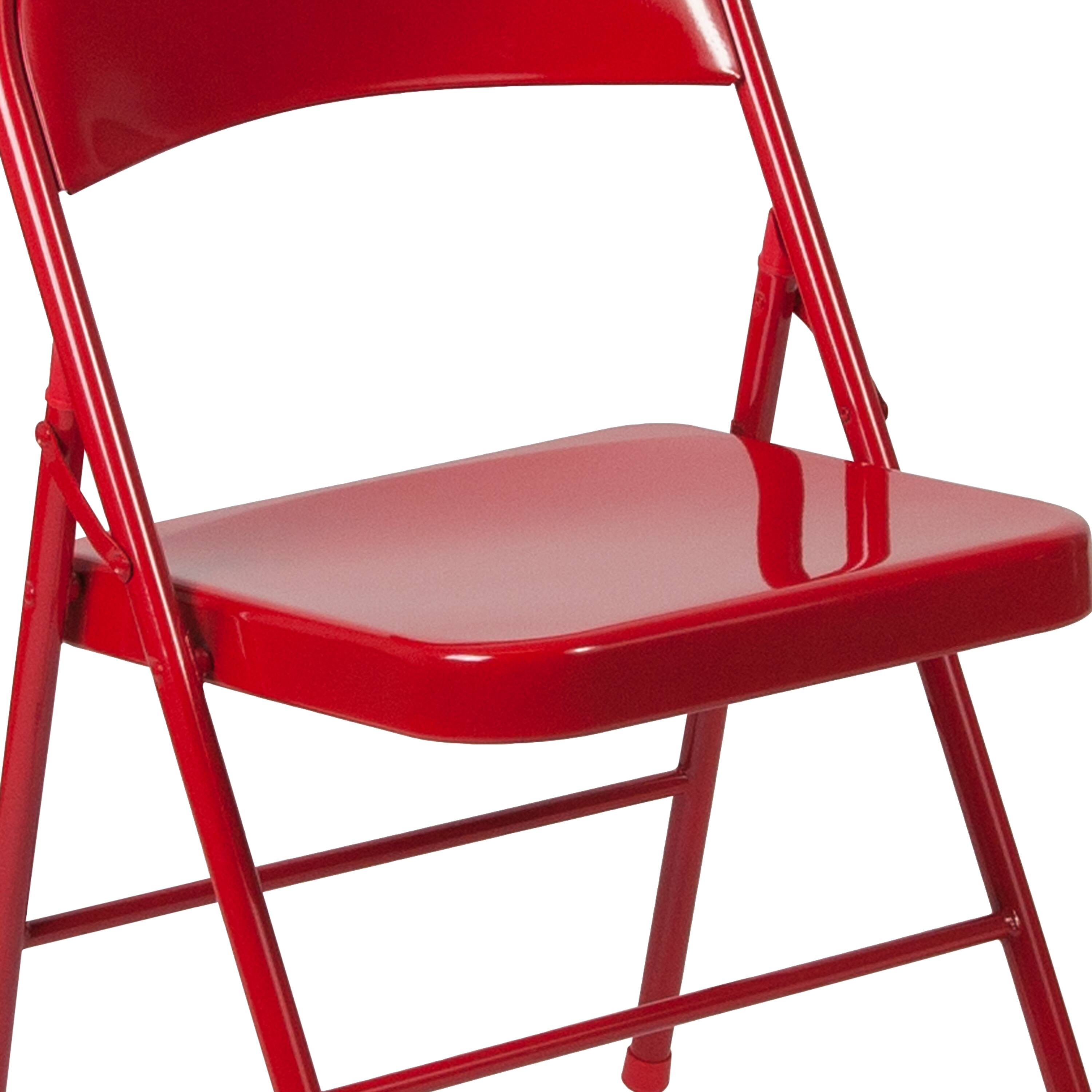 Alt View 9. Emma + Oliver - 4 Pack Double Braced Commercial Party Events Steel Metal Folding Chair - Red.