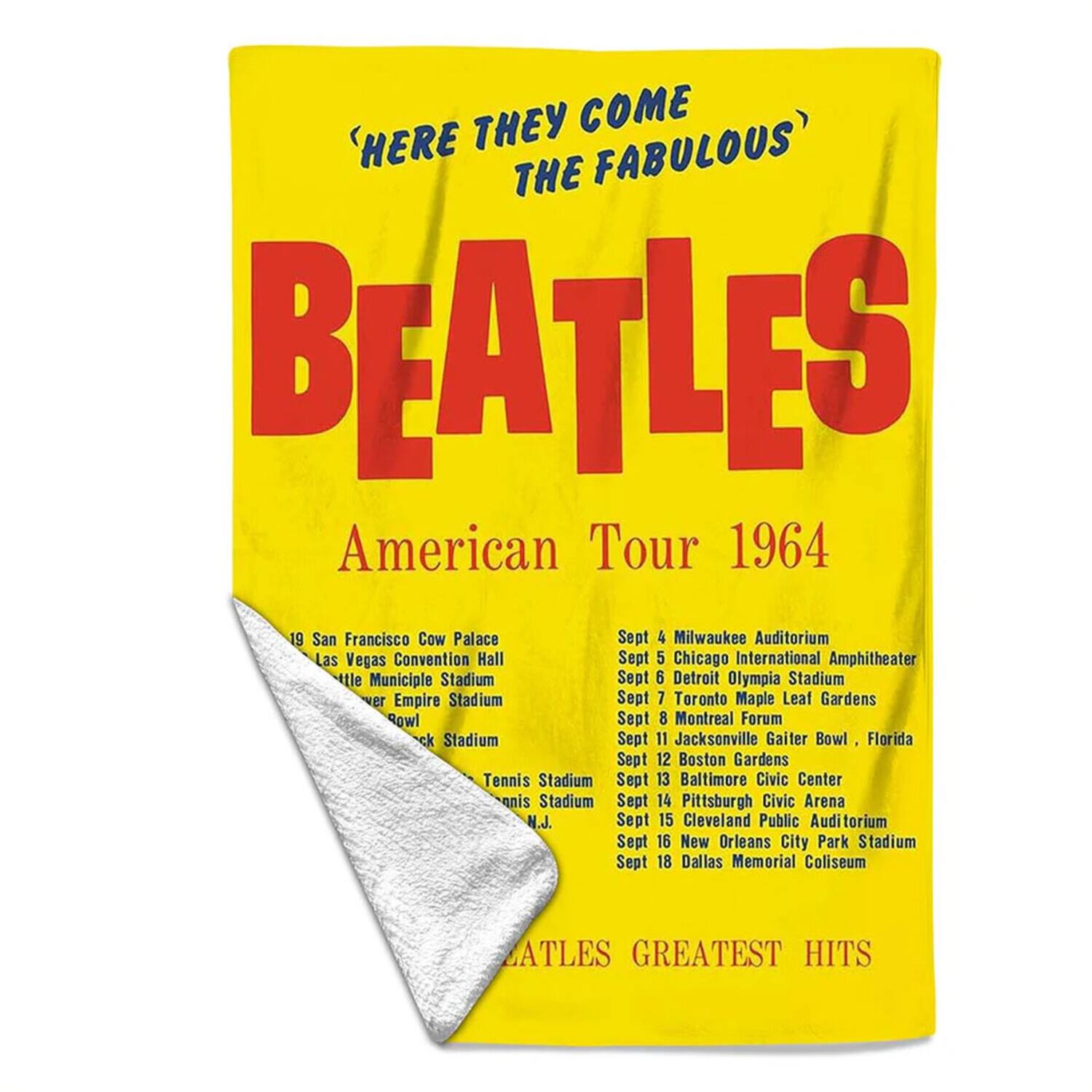 PopMarket - The Beatles - Rocksax - The Beatles - America Tour Yellow - Sherpa Fleece Throw (50 in x 60 in) - Multicolor price history on PriceWatchPro