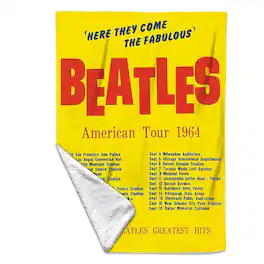 PopMarket - The Beatles - Rocksax - The Beatles - America Tour Yellow - Sherpa Fleece Throw (50 in x 60 in) - Multicolor