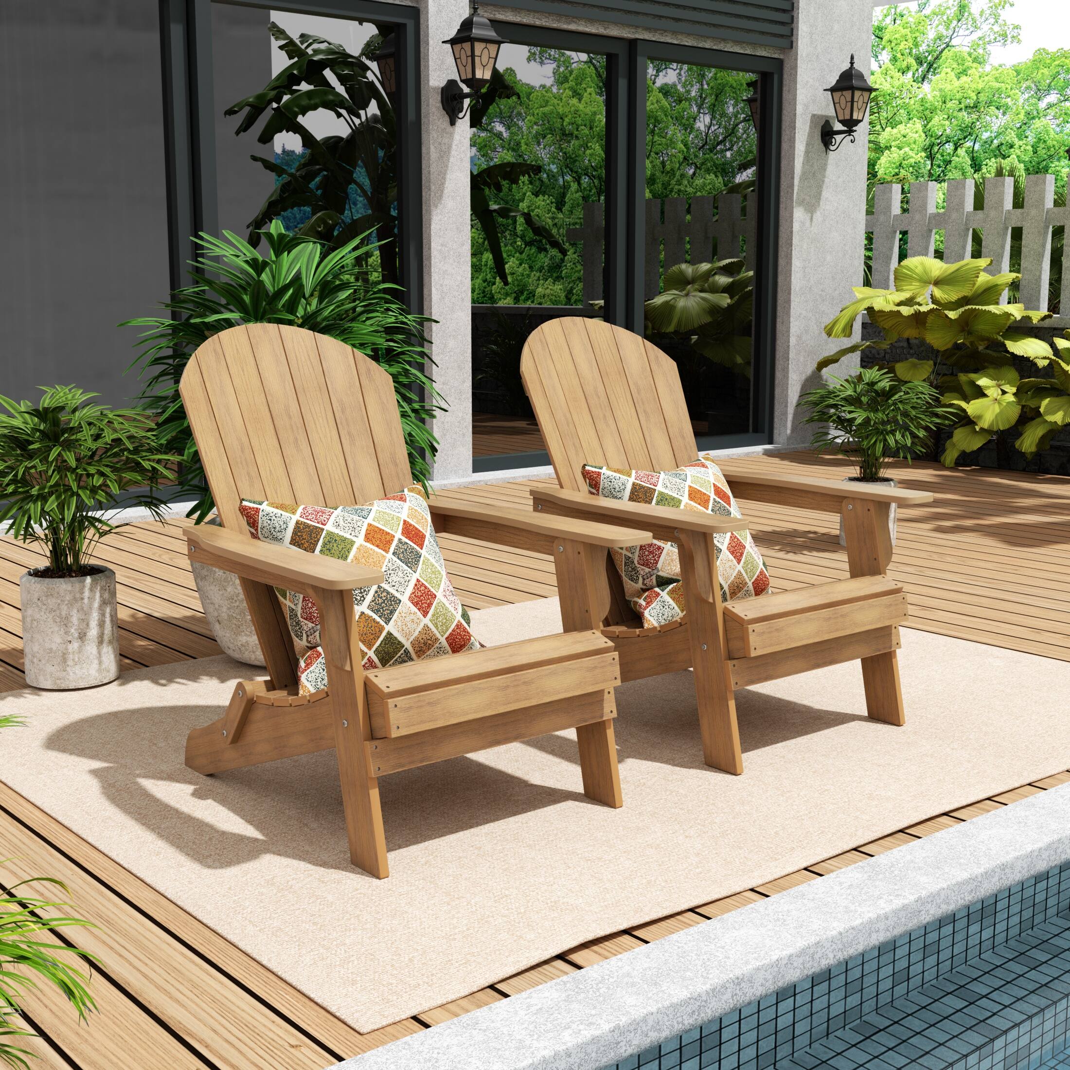 Angle. WestinTrends - WestinTrends Tuscany HIPS Outdoor Folding Adirondack Seashell Chair (Set of 2) - Teak.