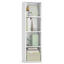 Songmics Home - Bookshelf, 4-Tier Bookcase, Book Shelf, Open Storage Shelf, 9.4 x 11.8 x 41.7 Inches, for Living Room, Home Office - Cloud White
