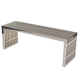 Hivvago - Modern Mid-Century Stainless Steel Accent Bench - Silver
