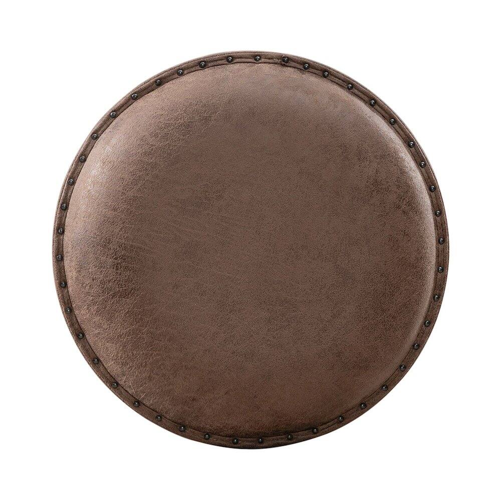 Front. Liberty Furniture Industries - Paradise Valley Upholstered Console Stool 25" Height - Saddle Brown Oak Wood - Saddle Brown.