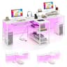 Costway - 94.5" Long Office Desk 2-Person Reversible Computer Desk with LED Lights - White