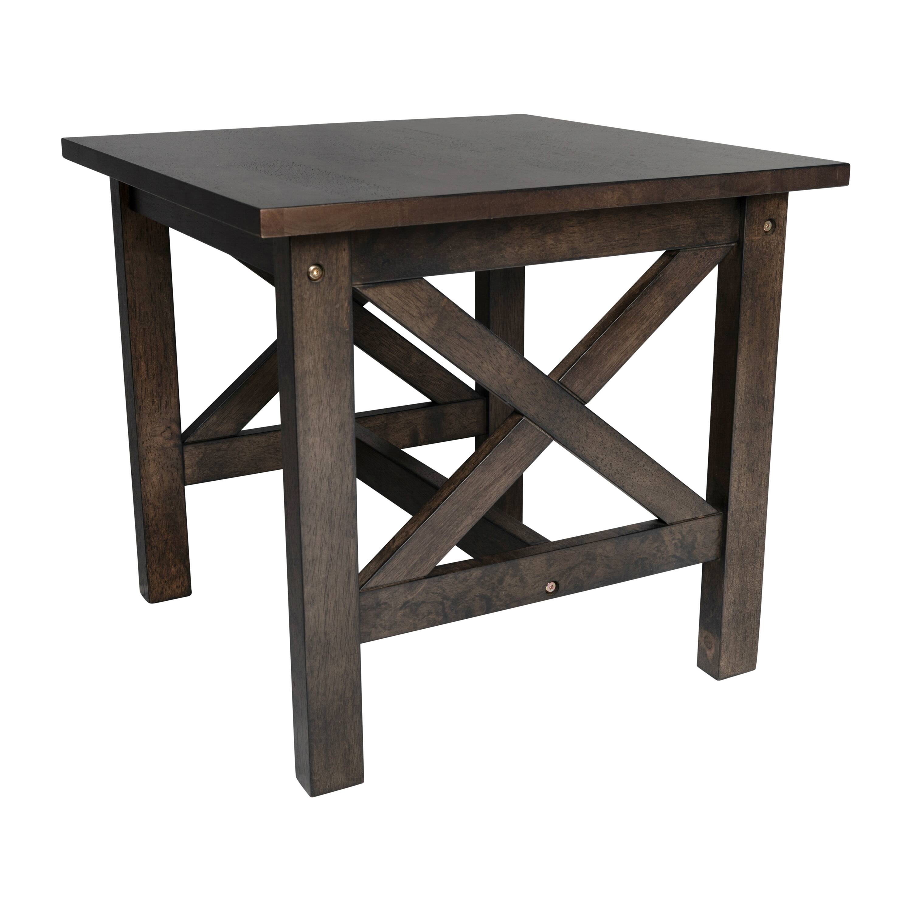 Alt View 1. Emma + Oliver - Mitchell Solid Wood Farmhouse Style End Table - Dark Gray.