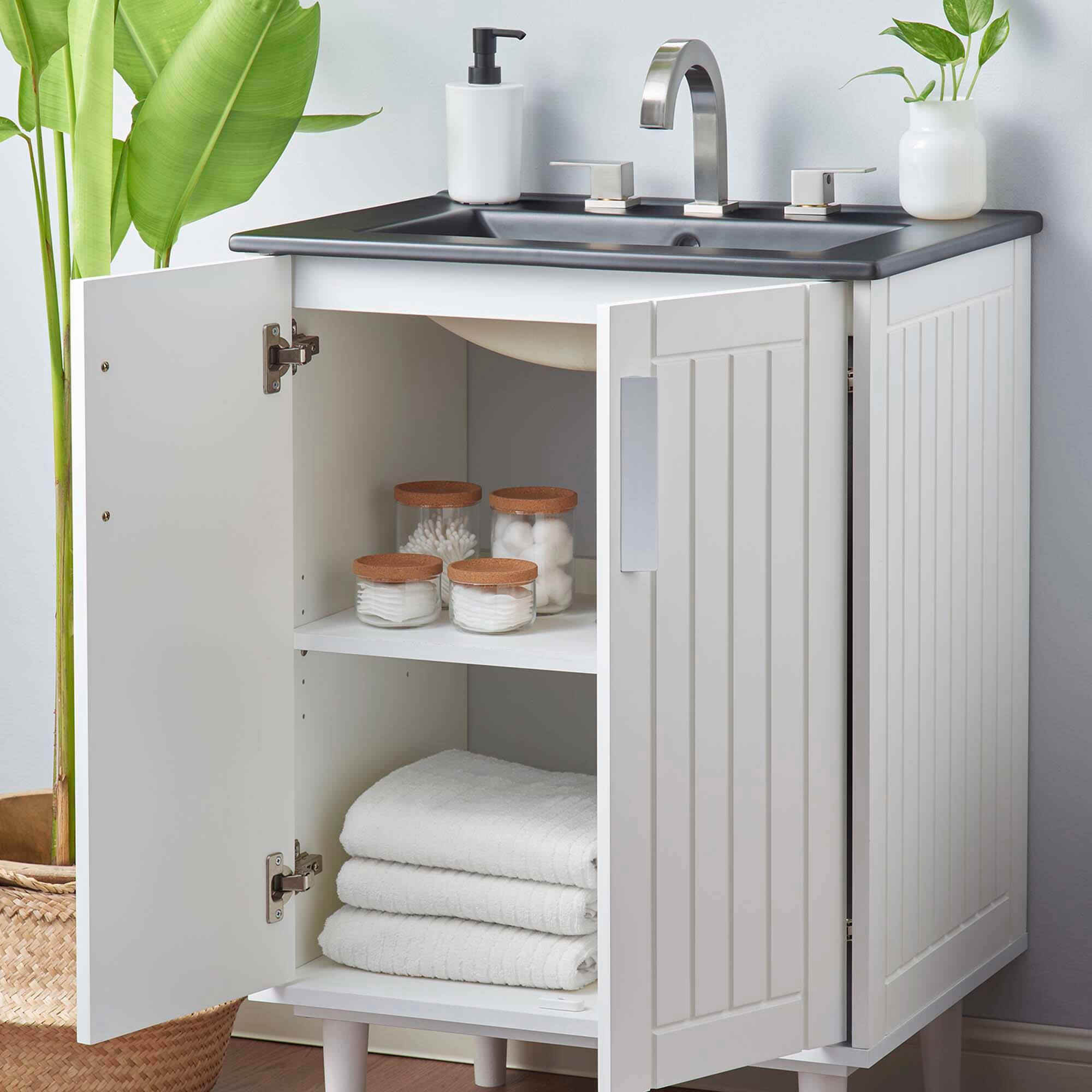 Back. Modway - Augusta 24" Bathroom Vanity by Modway - White Black.