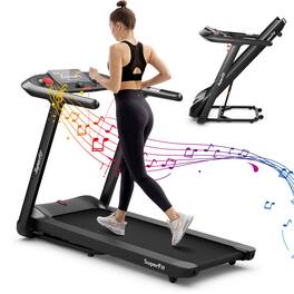 Gymax - 4.75HP Treadmill Folding Electric Running Machine w/ Voice & APP Control - Black